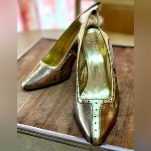 Vintage CHA-RAYE leather sling back heels, 7.5, GUC